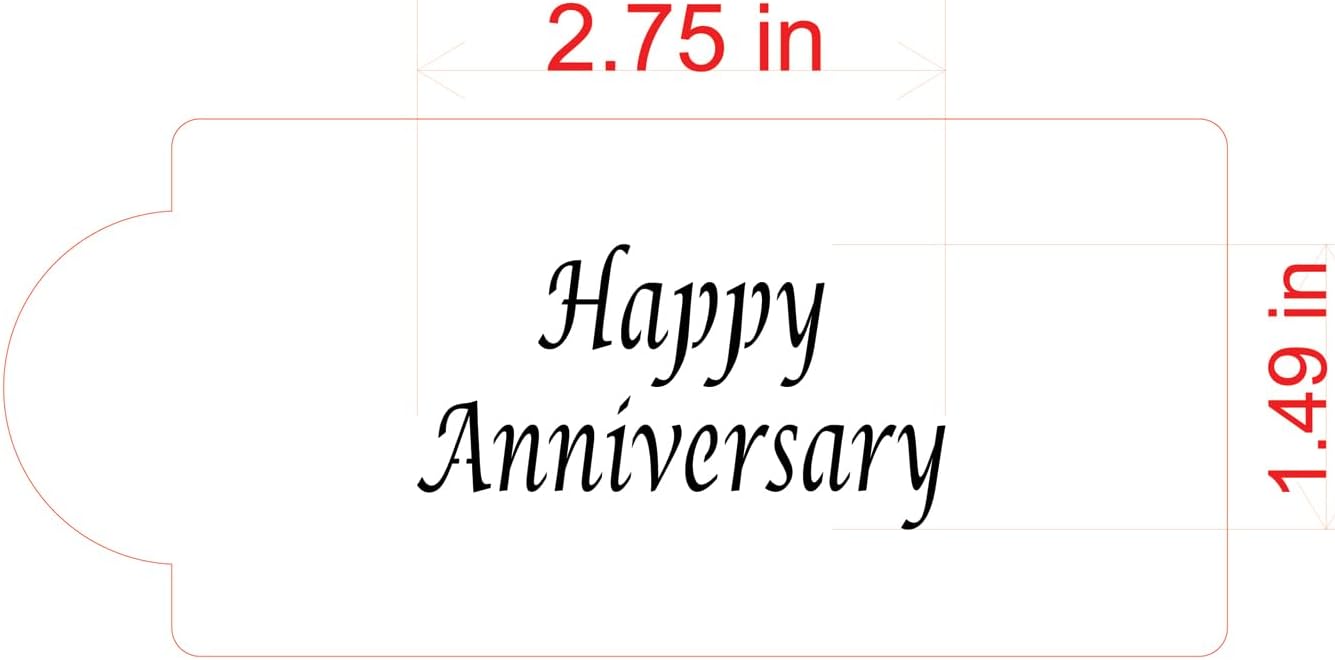 Designer Stencil Happy Anniversary Business Card Cookie Stencil, Beige/semi-transparent