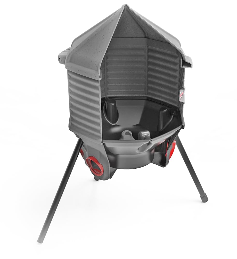 CoopWorx Poultry Feeder - 80 lb Capacity - Adjustable Height - UV Stable - Weather Resistant - 8 Feed Ports - Silo Shaped Design - Rust-Proof - Intended for Chickens/Ducks/Turkeys - Made in USA