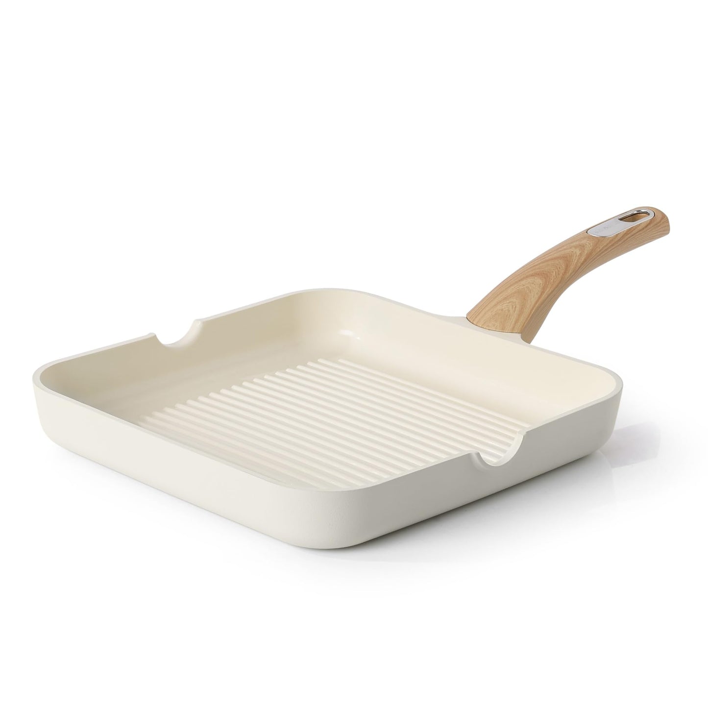 SENSARTE Nonstick Grill Pan for Stove Tops, Versatile Griddle with Pour Spouts, Square Big Cooking Surface, Durable Skillet Indoor & Outdoor Grilling. PFOA Free, 11 Inch, White