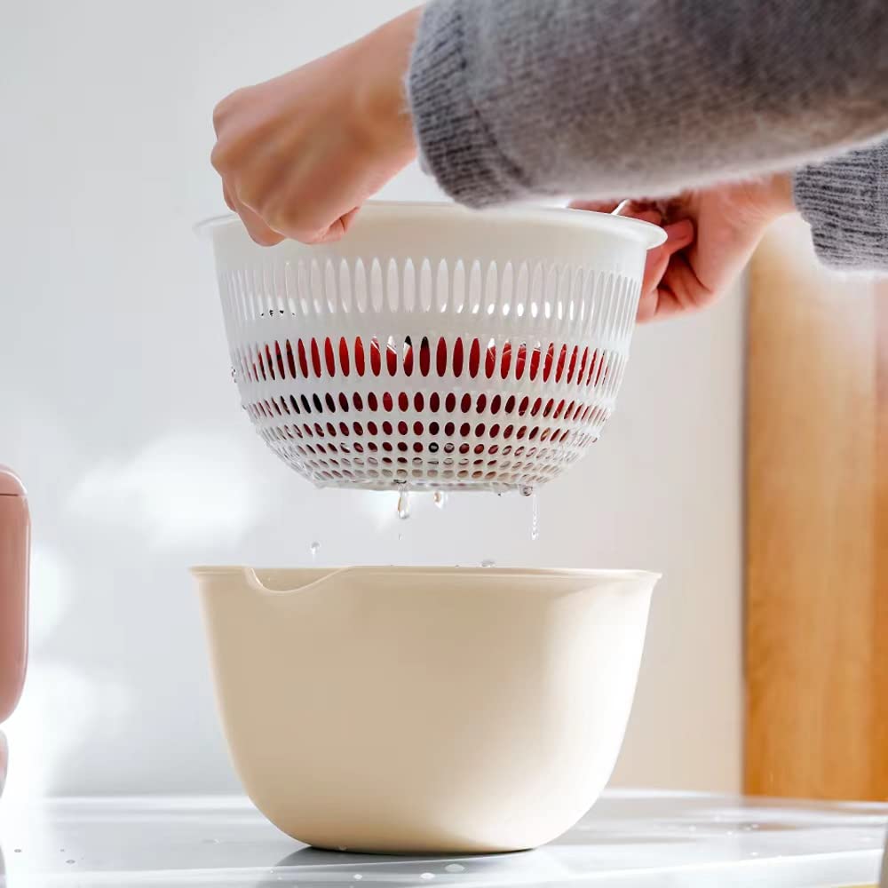 2 in 1 Kitchen Colander Set with Bowl Strainer (2 Sets 2.5 Qt),BPA Free Plastic Fruits and Vegetable Washing Basket,Dishwasher Friendly Double Layered Drain Basin,for Pasta Salad Berry Cleaning Mixing