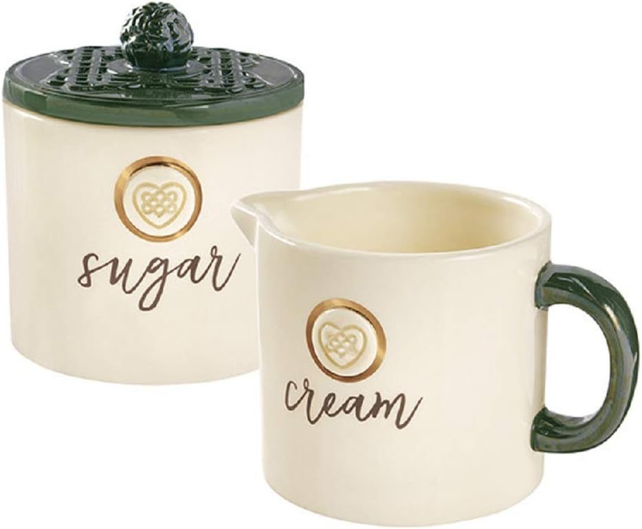 Grasslands Road Sugar Bowl and Creamer Set, Holds 8 Ounces, Made of Ceramic