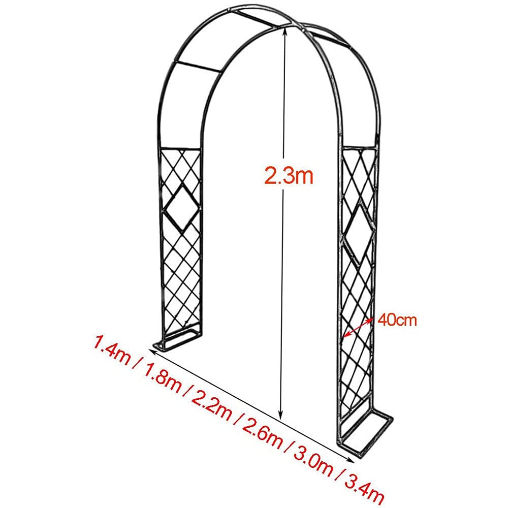 Extra Wide Galvanized Garden Arch Trellis for Wedding Climbing Plants 180x230cm (Black 340x230cm)