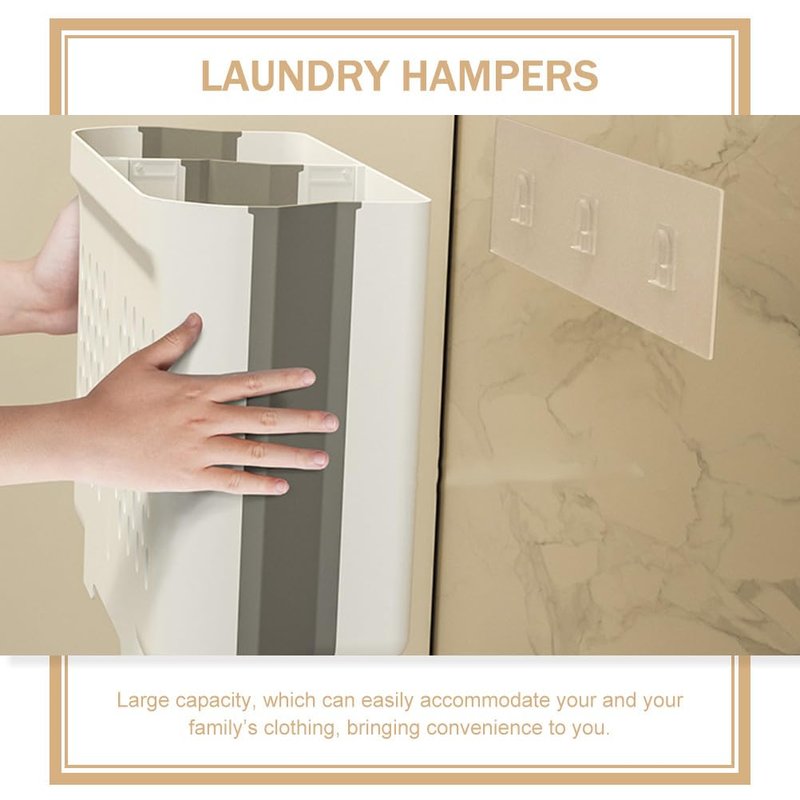 YARNOW Wall Mount Laundry Basket Foldable Laundry Hamper for Dirty Clothes and Toy Storage Collapsible Organizer for Bathroom Bedroom Nursery 15.2 X 1 X 15.2 Inches