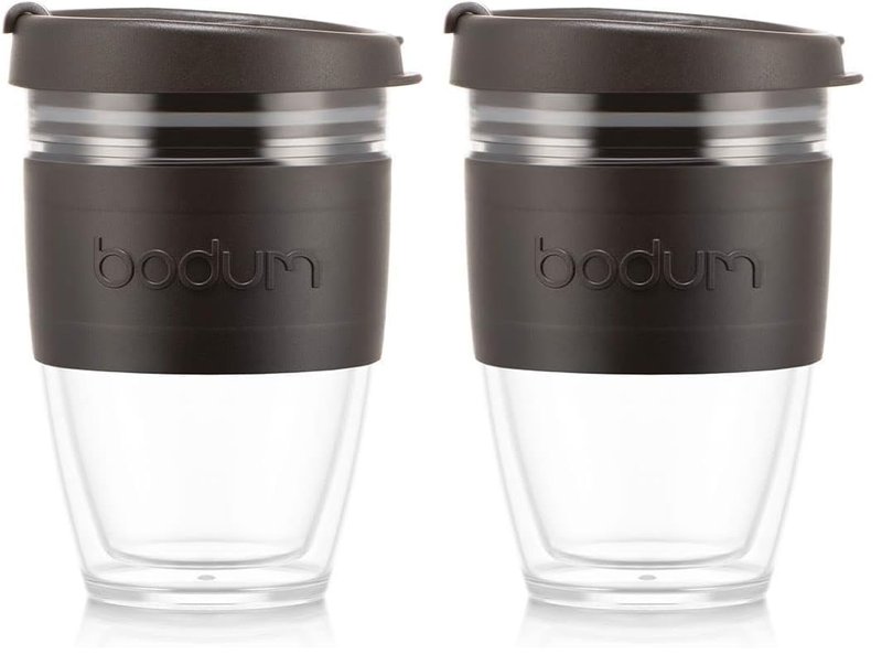 Bodum, 8 oz. Joy Cup Double Wall Travel Mug, Black (Pack of 2)