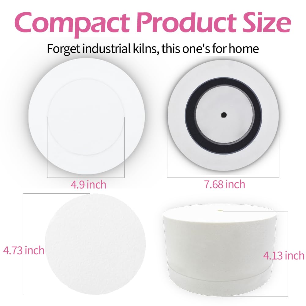 Alolti Microwave Kiln for Clay Pottery with 50 Pcs Kiln Paper, 7.7”Microwave Glass Kiln for Glass Fusing DIY, Mini Small Kiln Kits Jewelry Tools for Beginners at Home