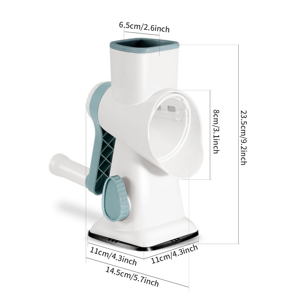 Rotary Ice Shaver with Handle Manual Hand Crank Snow Cone Maker Machine Qucik Shaved Ice Maker with Suction Feet, All Ice Cubes Fitted.Premium Portable Ice Crusher and Shaved Ice Machine.