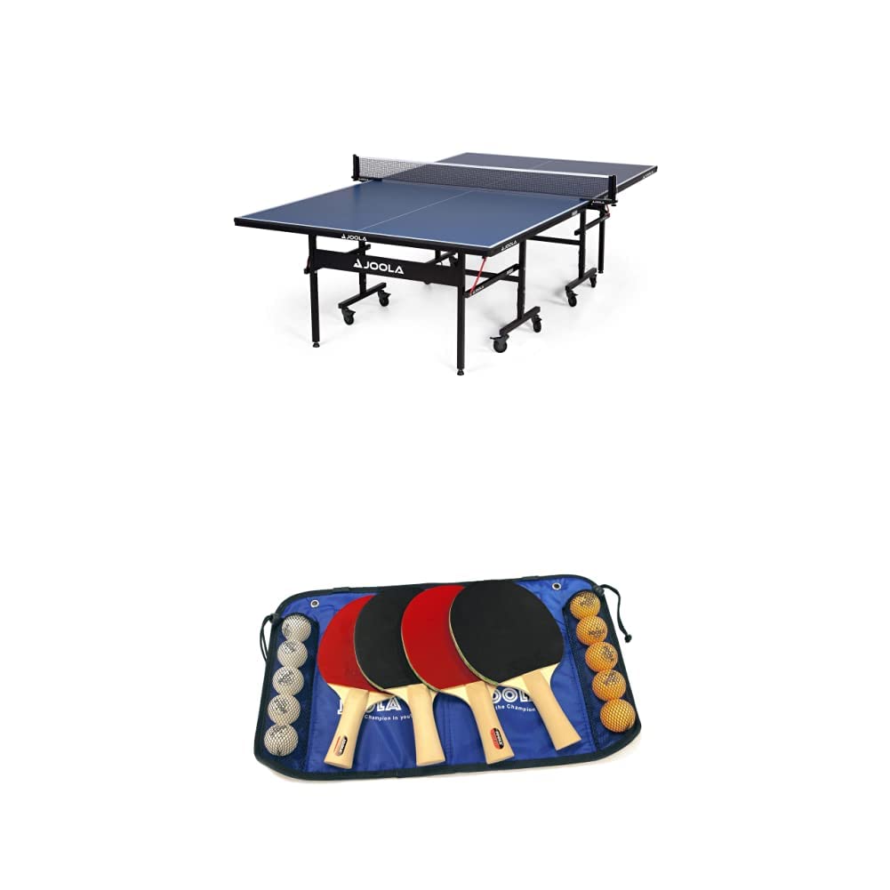 JOOLA Inside 15 Table - Professional MDF Indoor Table Tennis Table + JOOLA Family Premium Table Tennis Bundle Set