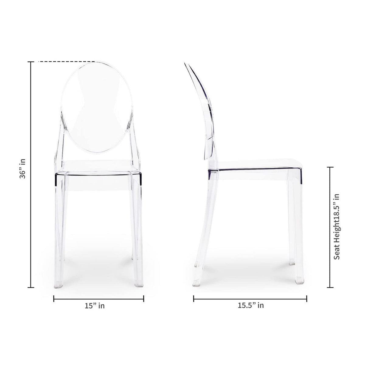 Aron Living 18.5" Mid-Century Plastic Crystal Dining Chairs in Clear (Set of 2)