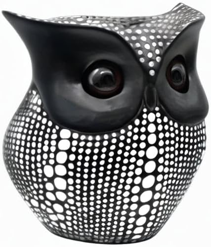 Resin Owl Statue Home Decor - Black Bird Sculpture, Small Accents for Bedroom, Office, Garden, Bookshelf, TV Stand