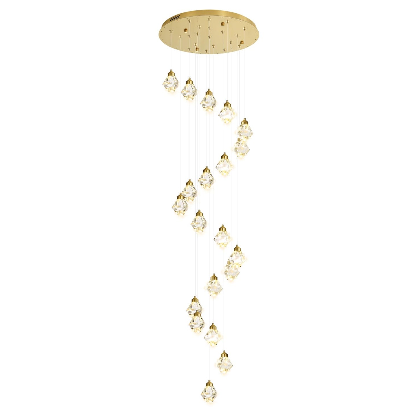 H142in Foyer Chandelier Big Chandeliers for High Ceiling Gold Pendant Light Fixture 26-Lights Crystal Chandelier Lighting Fixture for Living Room Staircase Villa