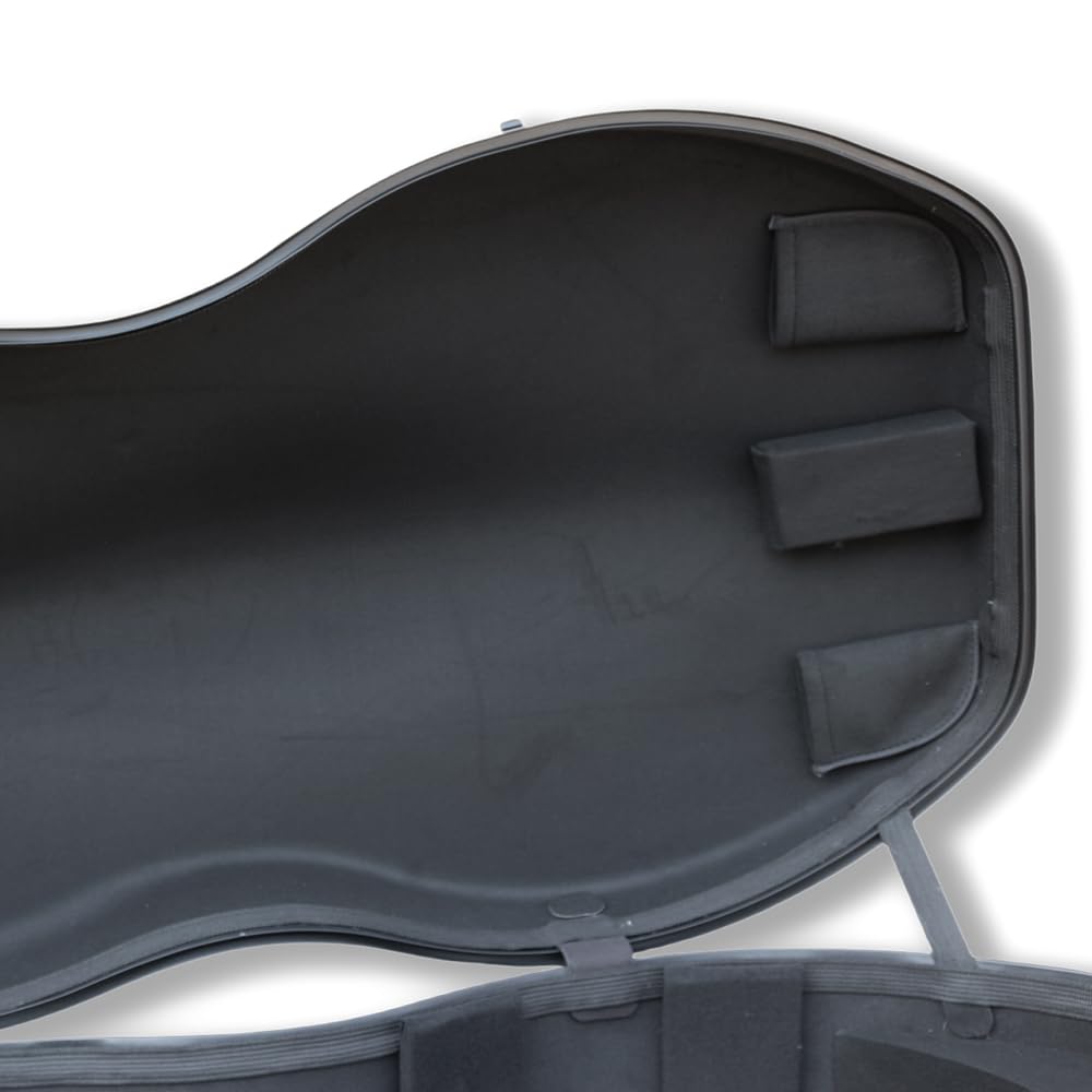 YoungMonic 4/4 Full Size Carbon Fiber Cello Case with Wheels & Embedded Handle Hard Shell Lightweight Backstrap Portable Cello Accessories (Silver)