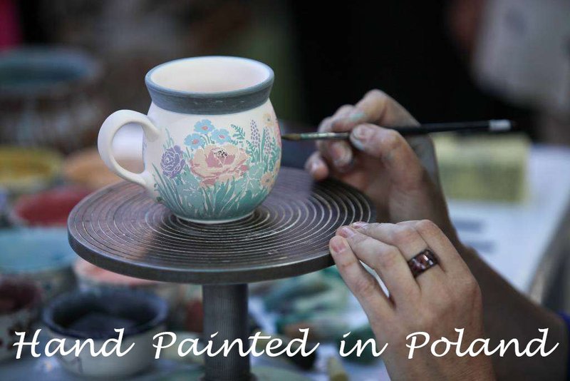 Polish Pottery Round Medium Baker with Handles made by Ceramika Artystyczna (Forget Me Not)
