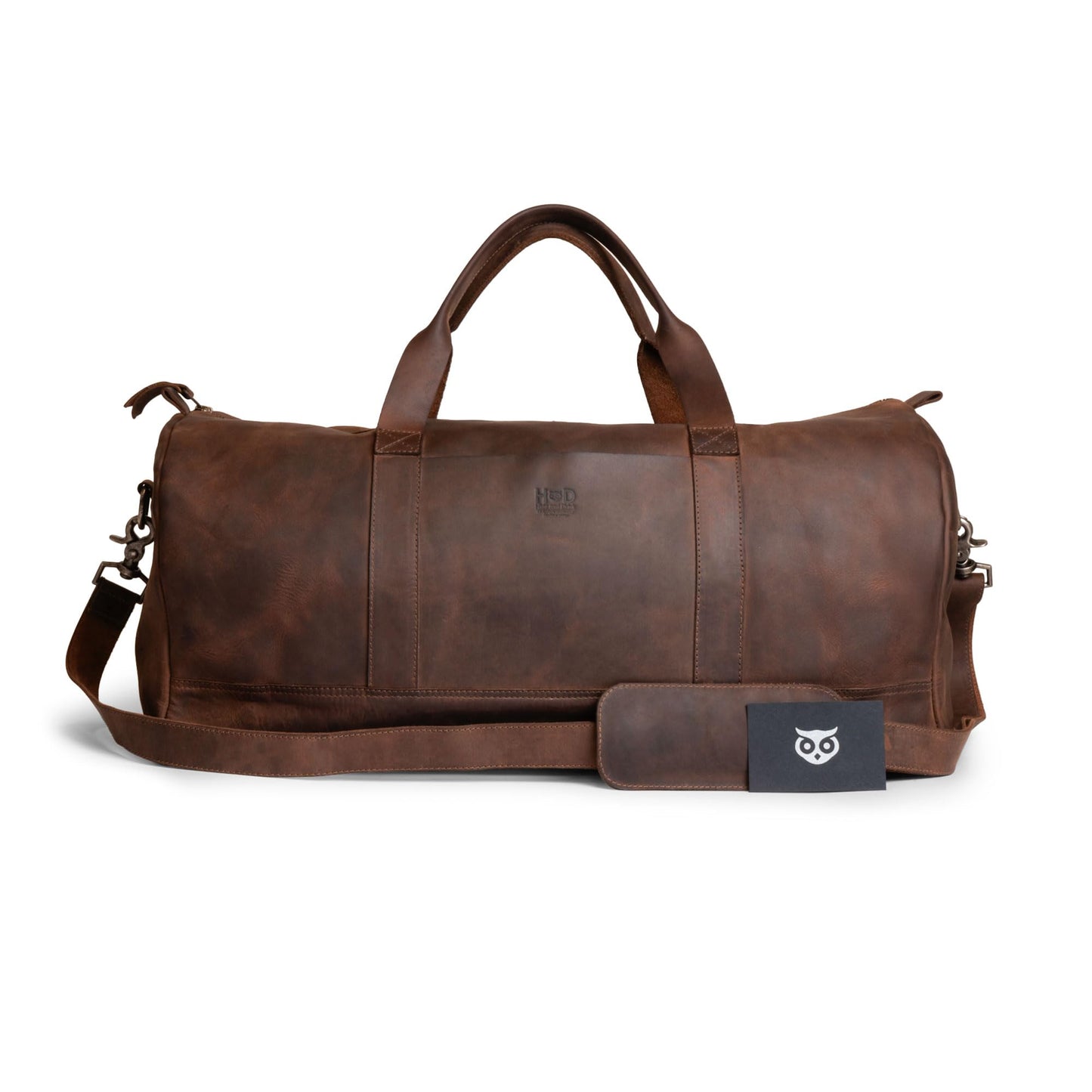 Hide & Drink, Luggage Duffle Bag with Shoulder Strap, Travel Overnight Bag, Handmade from Full Grain Leather - Bourbon Brown