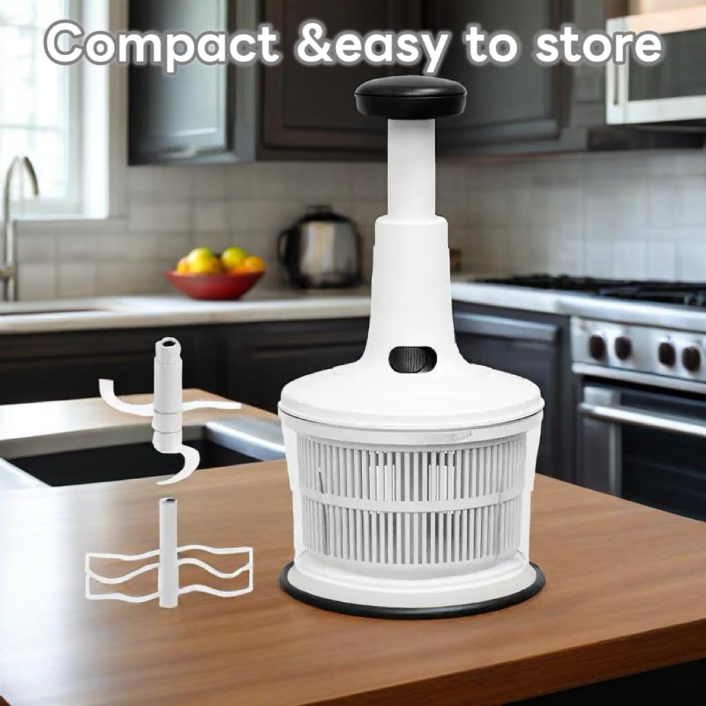 GProME Manual Food Processor -Salsa Maker Hand Chopper Blender As Seen On TV- Meat Masher Mincer-Salad Spinner -Onion Chopper & Dicer for Baby Food, Salad, Herbs, Garlic,BPA Free(Large)