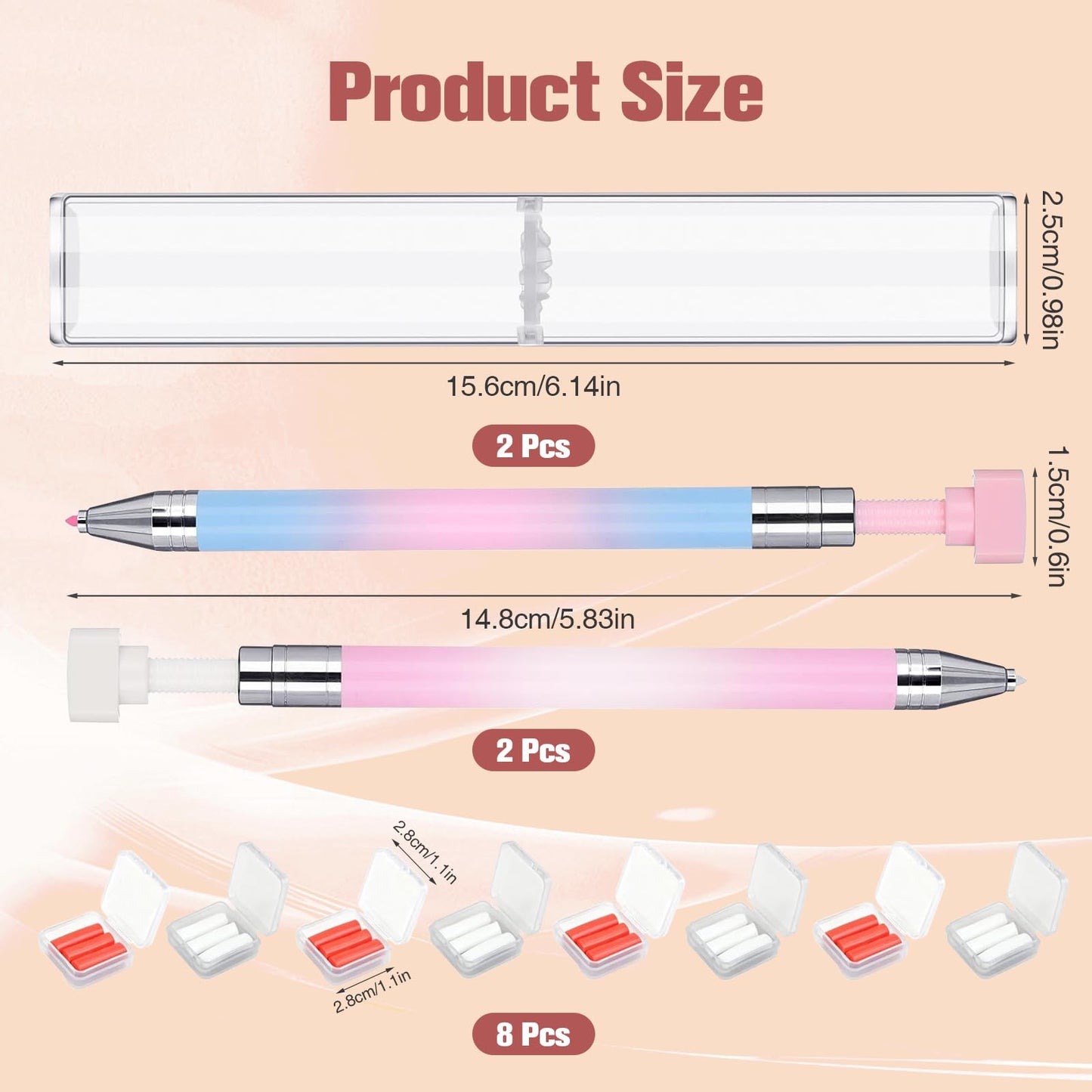 Automatic Refillable Wax Pen for Diamond Painting,2pcs Rhinestone Picker Tool,Diamond Painting Pens Kit with 24 Replacement Wax,Rhinestone Pickup Tool for Nail and Diamond Paint Art