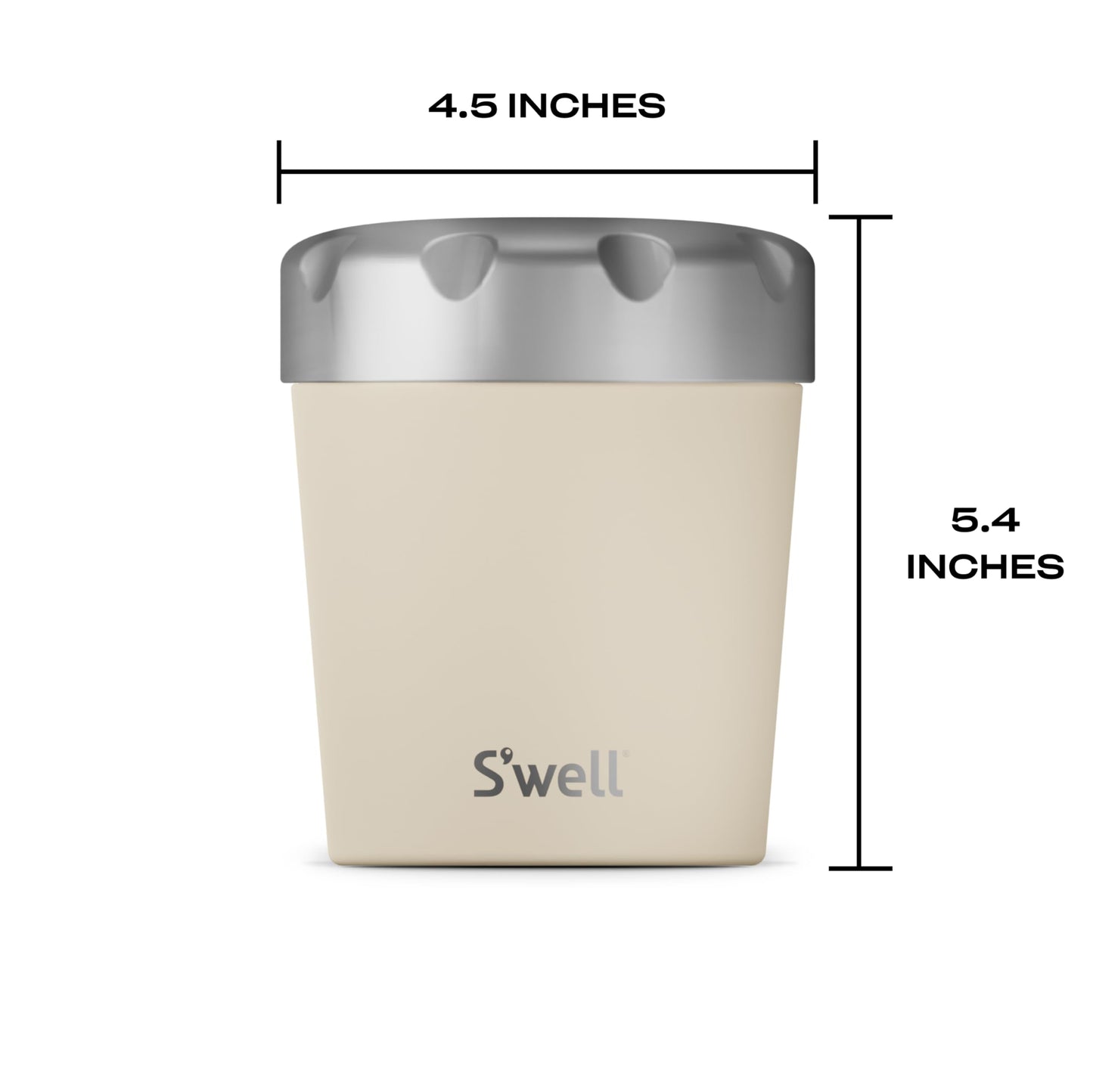 S'well Stainless Steel Ice Cream Chiller, 16oz, Vanilla, Triple Layered Vacuum Insulated Container Keeps Ice Cream Frozen For Up To Four Hours, BPA Free