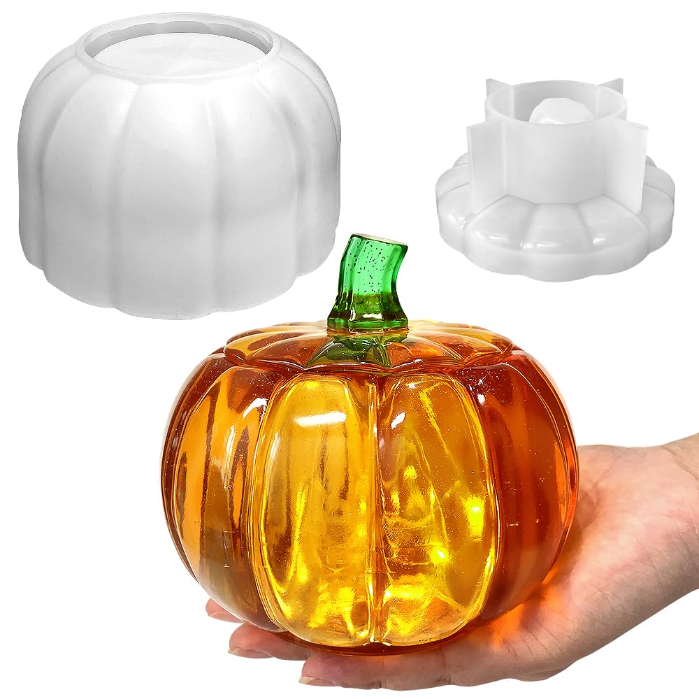 RESINWORLD 5'' Large Pumpkin Jar Mold, Halloween Resin Mold, Box Storage Silicone Mold for Resin, Clay, Gypsum Casting