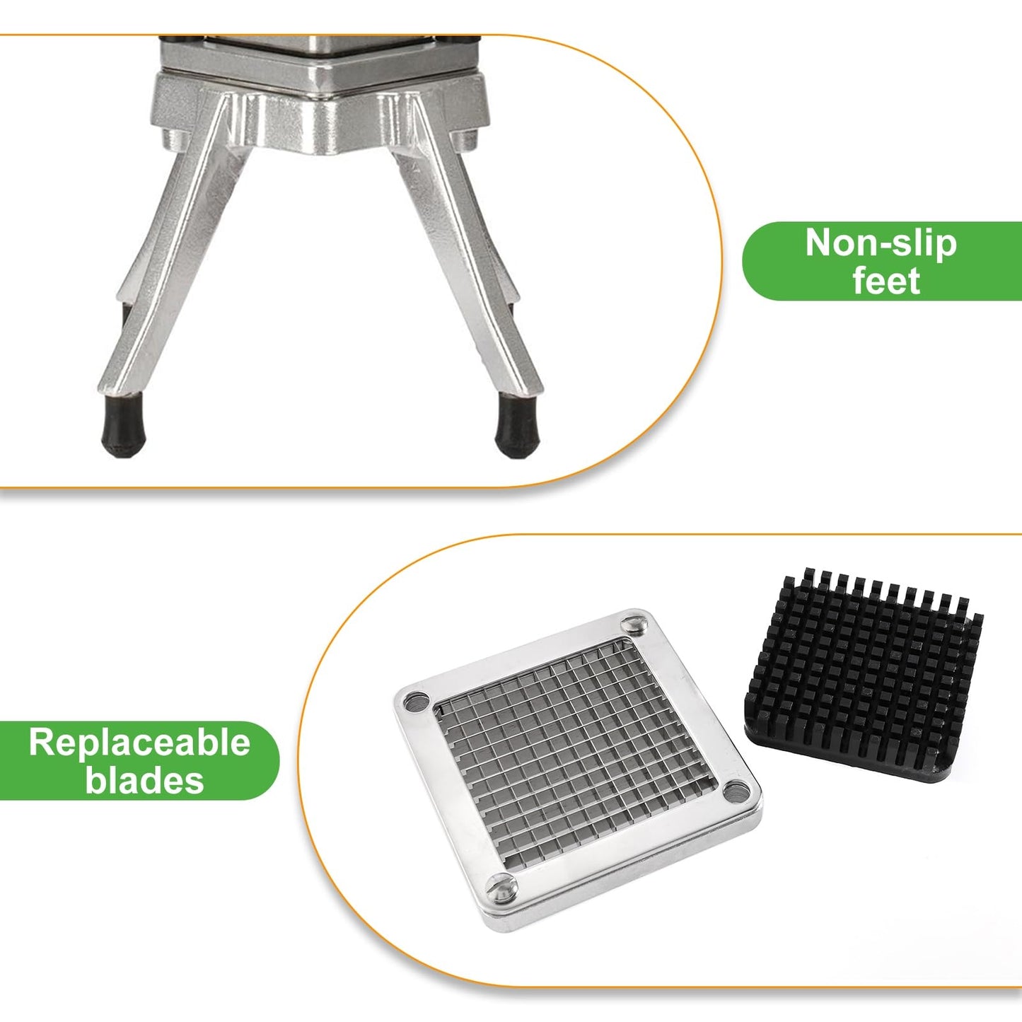 POWLAB Commercial Chopper Vegetable Cutter Fruit Dicer Heavy Duty Stainless Stee Dicer Cutter Onion Chopper Professional Food Dicer for French Fry Tomato Peppers Potato (1/4″ Blade)