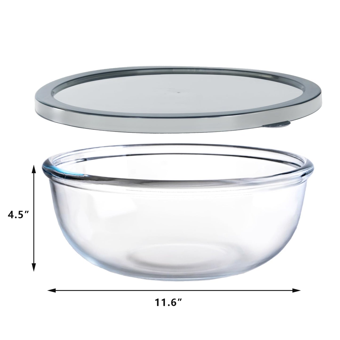 EWAFILU 6.2QT Large Glass Mixing Bowl with Lid, Clear Glass Salad Cooking Bowls for Sourdough, Salad and Storage Prepping and Baking Food Storage Set