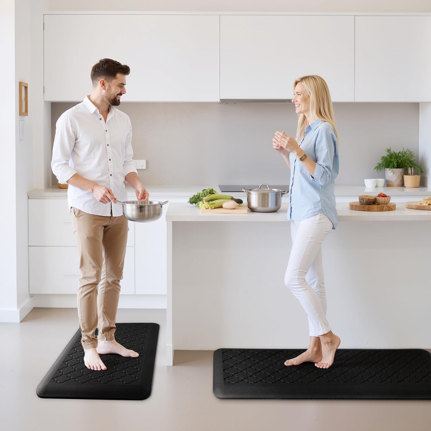 TranquilRelax 4/5 Inch Thick Anti-Fatigue Kitchen Mat Water Resistant Non-Slip Kitchen Floor Mat Ergonomic Comfort Standing Mat for Home Kitchen Office Laundry 17.3"x 24" Black