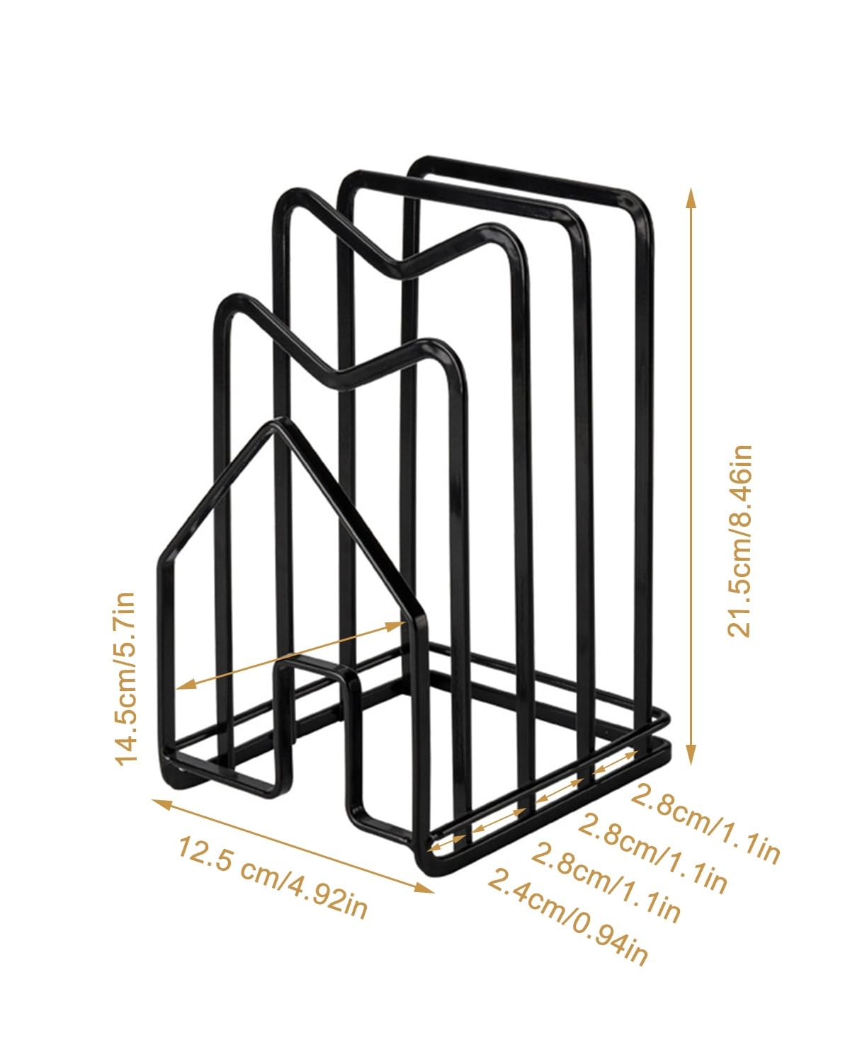 SUNFICON 2 Pack Cutting Board Racks Holders Pot Pan Lids Holders Chopping Board Organizers Thin Bakeware Trays Dry Display Stands Kitchen Countertop Cabinet Office Black