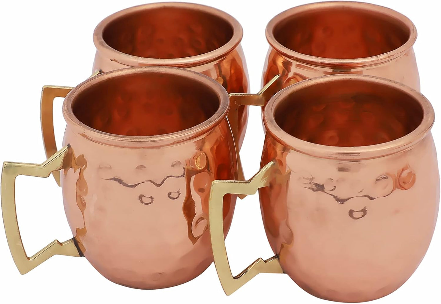 Buddha4all 2 Oz. Solid Copper Mini Moscow Mule Shot Mug Set, Copper Hammered Shot Glass Set (4)