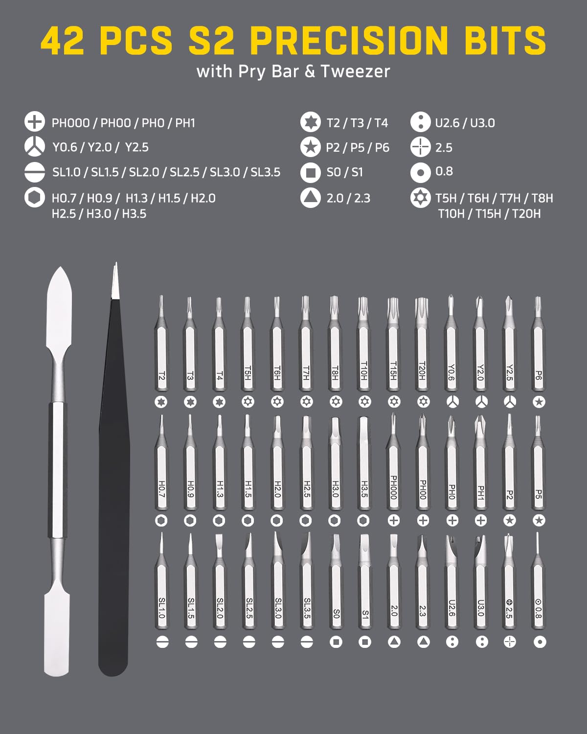 Banshu 46 in 1 Small Precision Screwdriver Set, Metal Case, All-in-one Mini Screwdriver Set with Phillips, Flat, Torx Star Magnetic Bits for Eyeglasses, Watch, Phone, Laptop, MacBook, PC, Camera, Toys