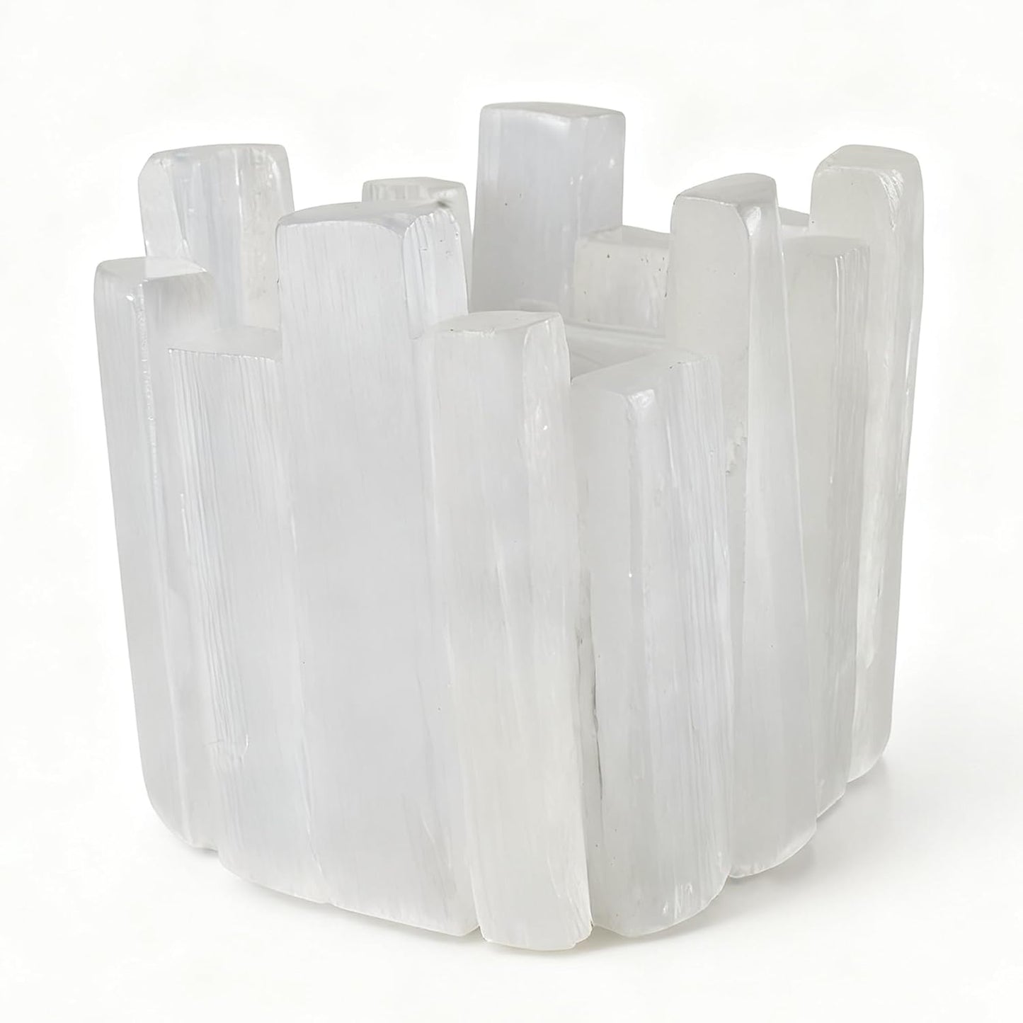 Selenite Tea Light Holder - Natural Crystal Candle Holder for Home Decor & Meditation | Square Irregular Cup