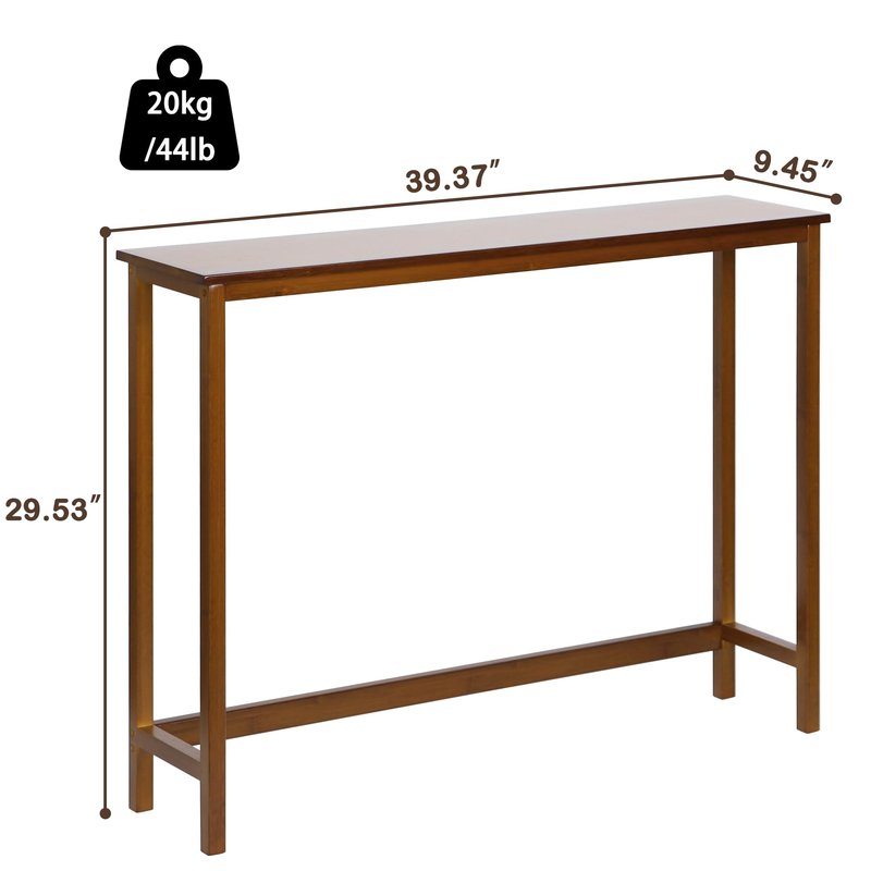 Mordchil HF Bamboo Narrow Console Table, 39.4"(L) Wood Small Entryway Table, Accent Slim Hallway Tables, Thin Sofa Side Tables for Hallway, Living Room, Bedroom, Foyer, Walnut