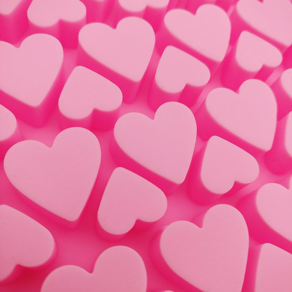 3 Pcs Candy Ice Mold, CNYMANY Valentine's Day Silicone Mini Heart Shaped Ice Cube Trays - Pink