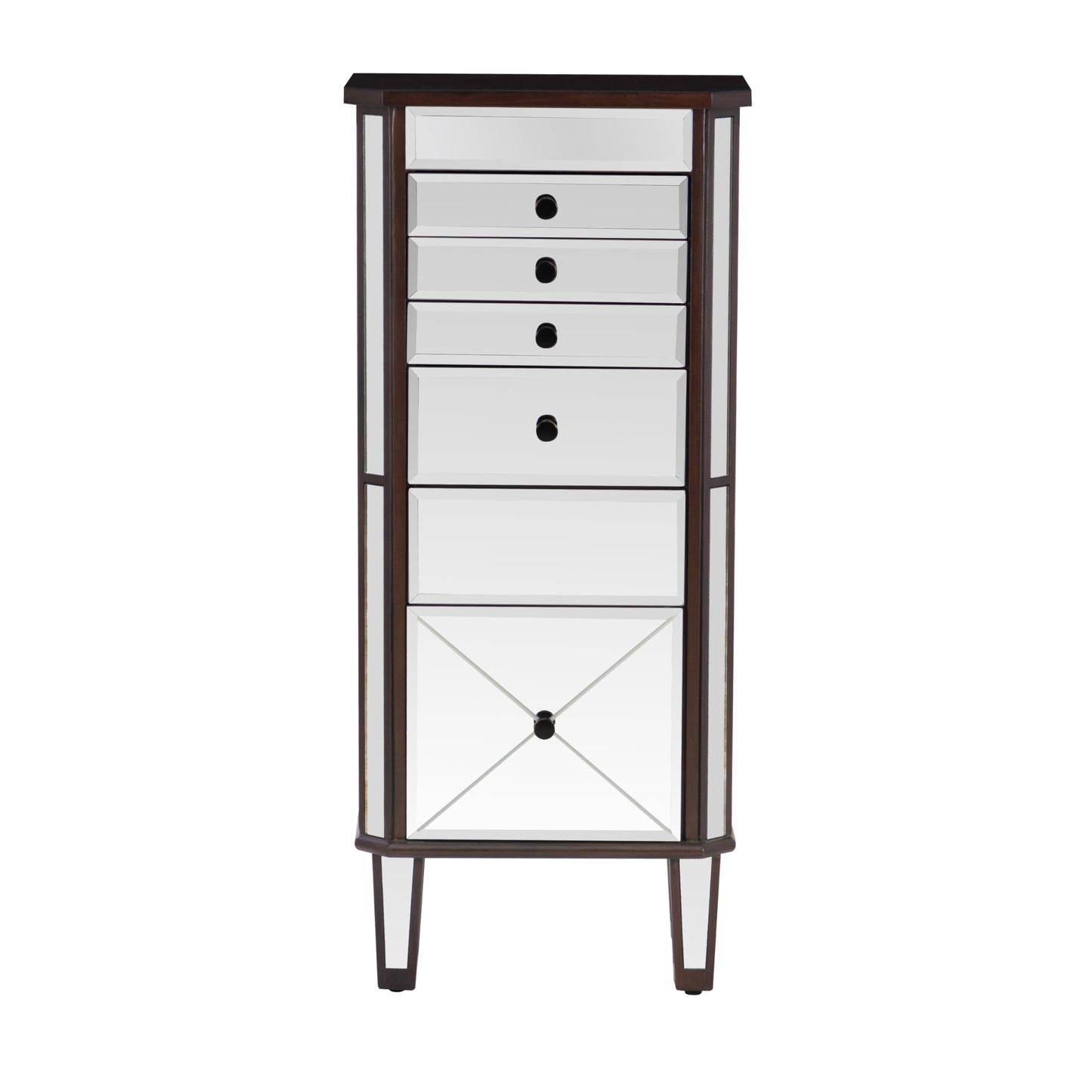 Powell Elsie Dark Espresso Wooden Jewelry Armoire with Mirrored Front