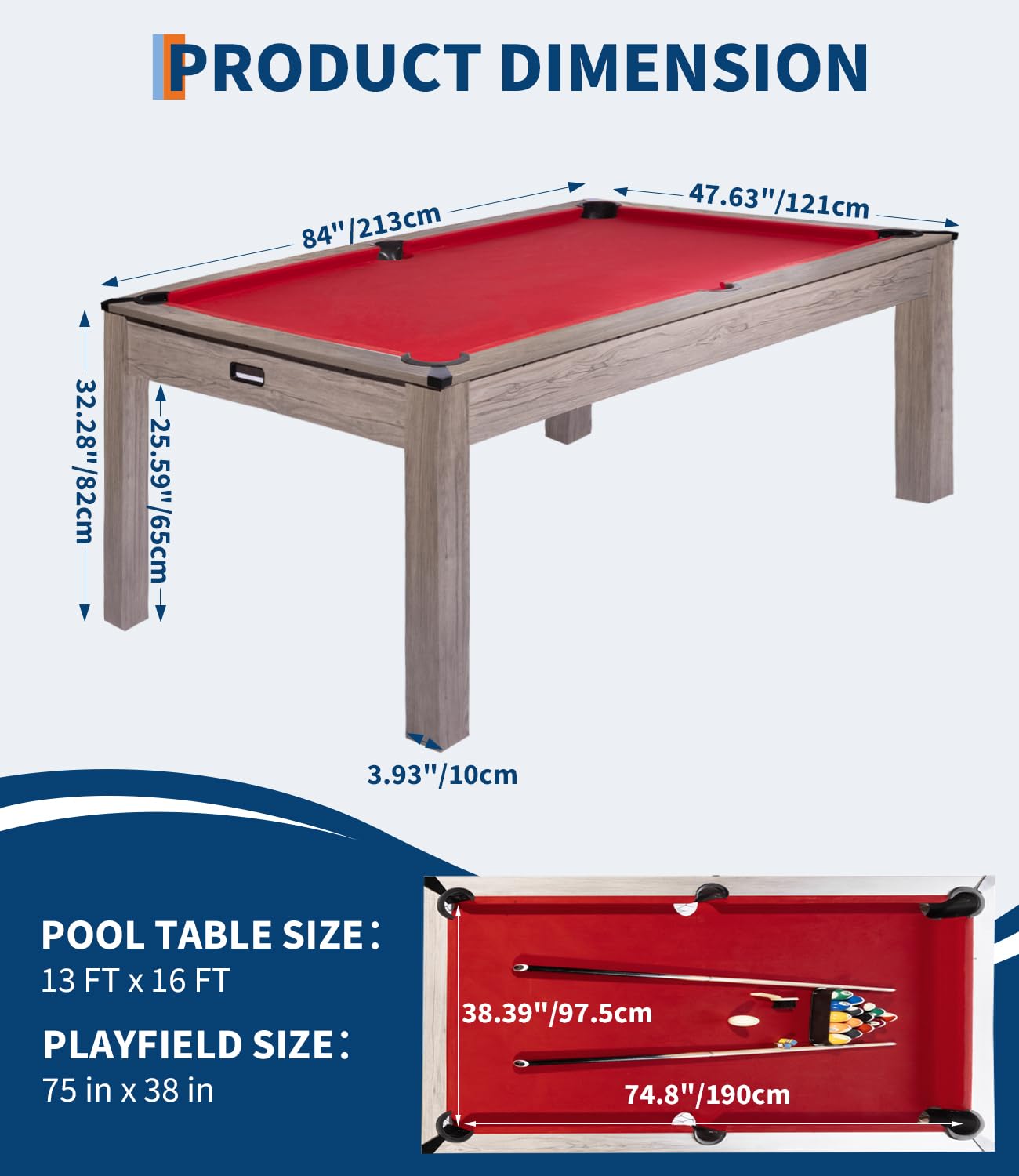 Garvee 7FT Professional Pool Table Set for Adults, Billiard Table Set with Complete Accessories - Rustic Grey Game Table with Black Cloth,Ideal for Home Game Room & Parties