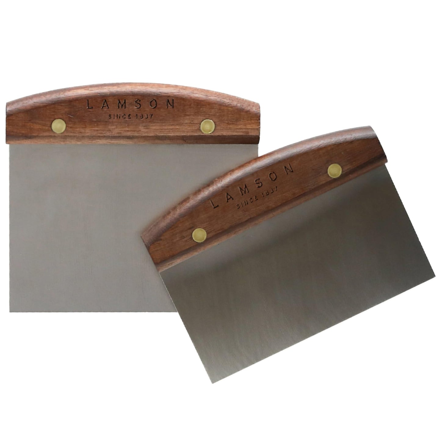 Lamson Kitchen Utensils - 3" x 6" Bench Scraper, High-Carbon Stainless Steel Dough Scraper, Ergonomic Riveted Walnut Handle, Handcrafted, Full-Tang Design, Built to Last