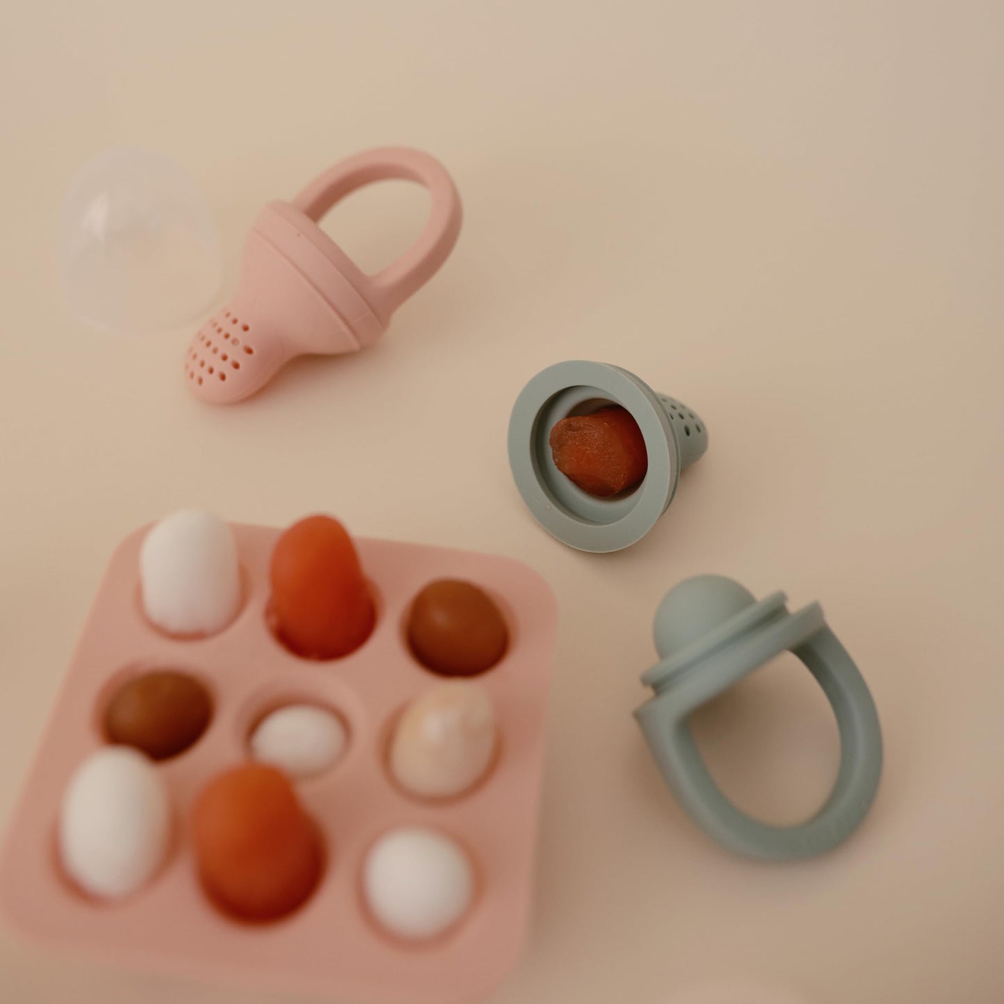 mushie Silicone Baby Fresh Fruit & Food Feeder Pacifier | 6 Months+ (Shifting Sand)