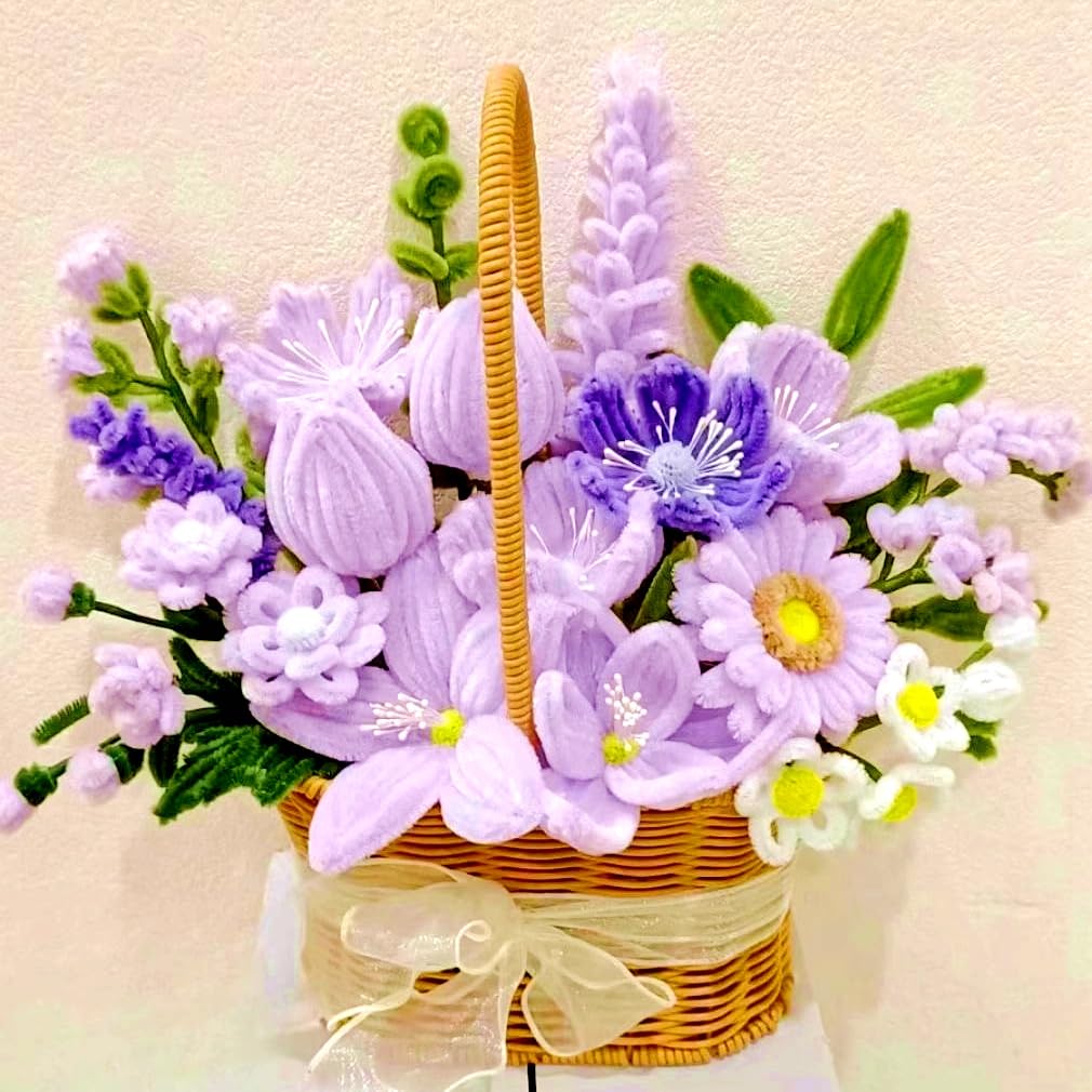 ASTARON 521 Pcs Pipe Cleaners Craft Set, 5 Colors Pipe Cleaners Bulk Pastel Chenille Stems for Craft Pipe Cleaner Flowers Making Kit with Floral Wires, Gardening Tape (Purple Series)