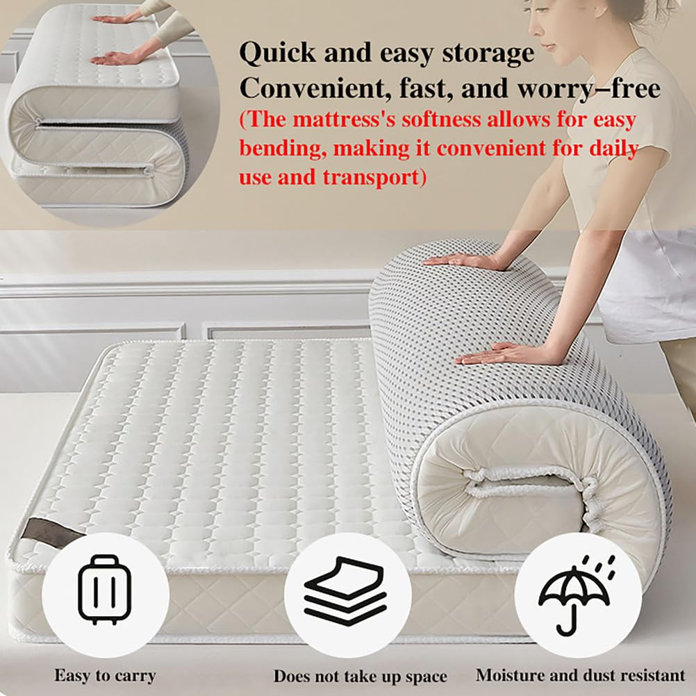 5cm 8cm Foldable Portable Futon Mattress – Breathable Tatami Floor Mat, Roll-up Guest Bed, Camping and Outdoor Sleeping Mattress Blue 5cm 200x220cm