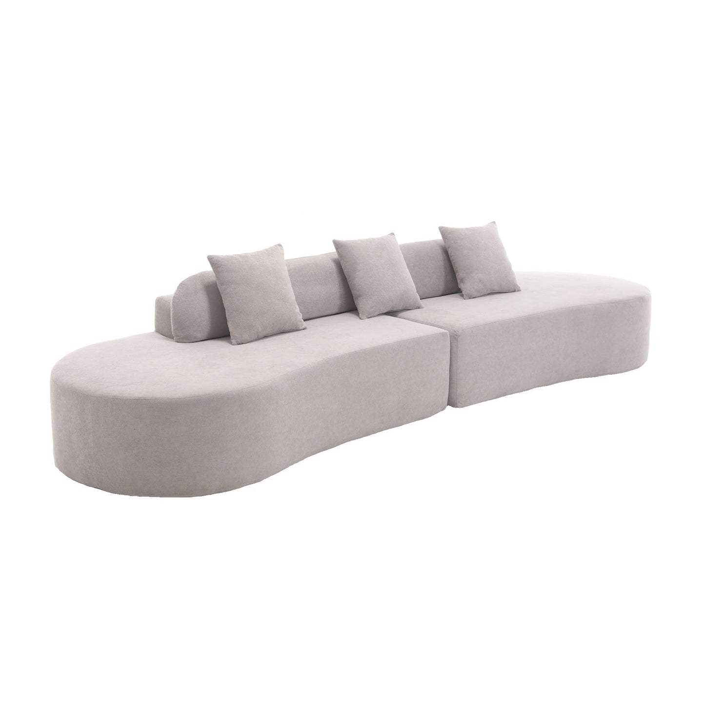 ACQCA 130.5" Modern Curved Combination Sofa, Cloud Couch with 3 Removable Pillows for Living Room, Apartment,Office,No Assembly Required, Gray