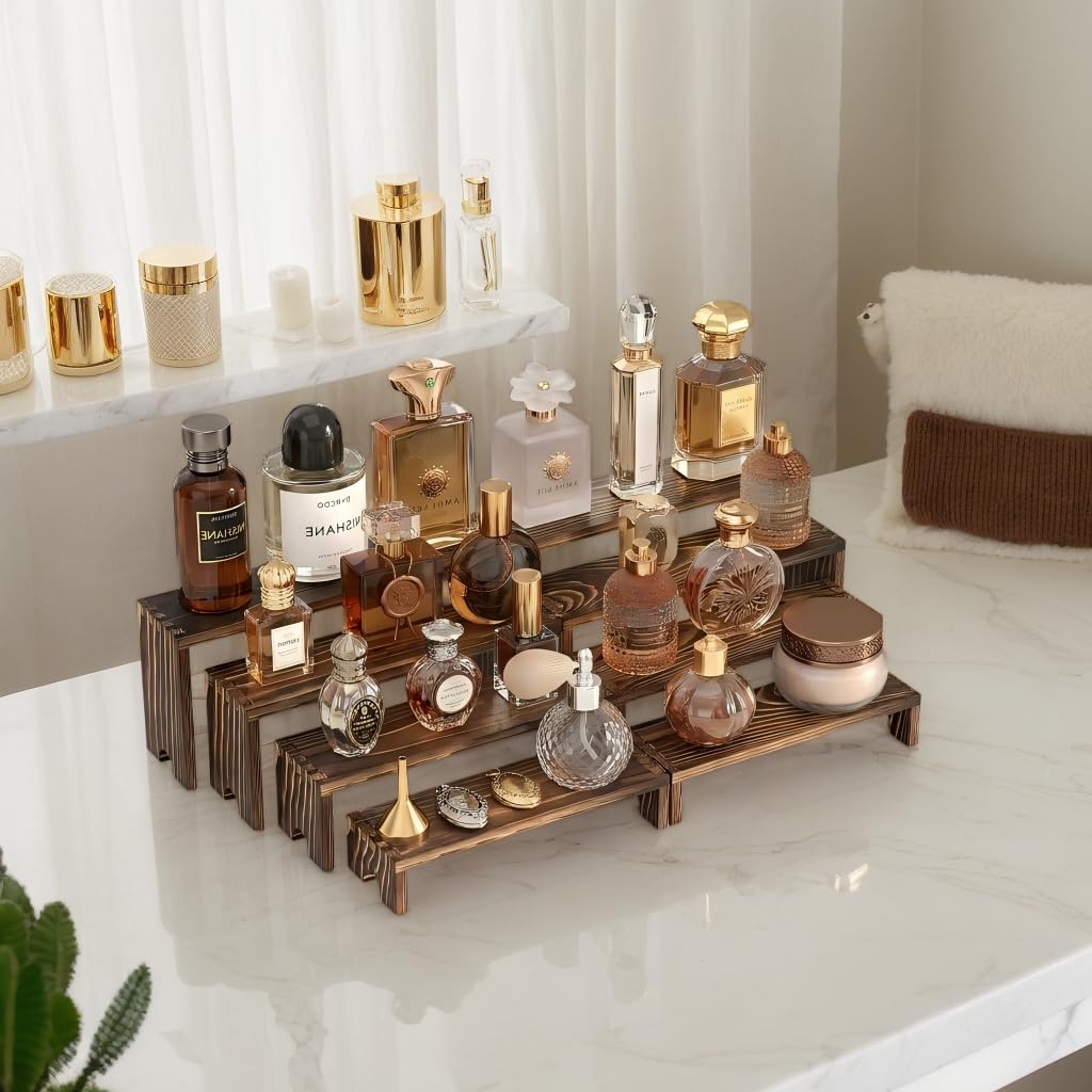 2 Set Wooden Tiered Risers Display Stands for Vendor Events,Stackable Wooden Cupcake Display Stand,Farmhouse Decor Wood Dessert Table Display Set,Vendor Booth Display Items,Food Display Risers for Party(12-11.2-10.4-9.6IN)