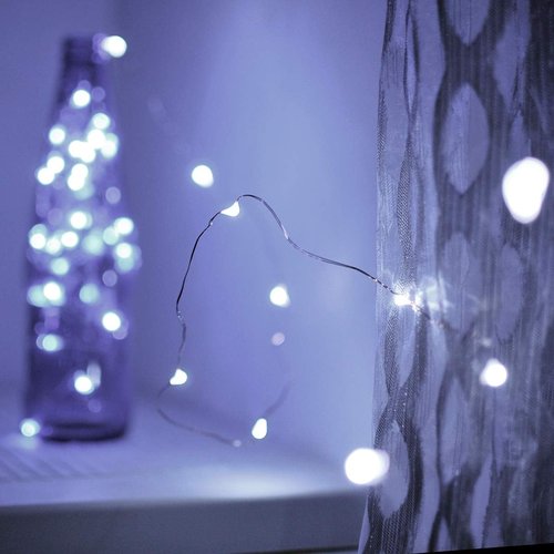 Ariceleo LED Fairy Lights - Battery Operated Mini Copper Wire String Lights | 5m/16ft Cool White for Bedroom, Weddings & Parties