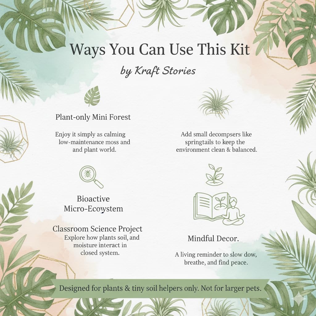 DIY Terrarium Kit with 13 Items Soil Pebbles Sphagnum Moss Activated Carbon Burlap Peat Moss Terrarium Tools Indoor Garden Make Your Own Terrarium