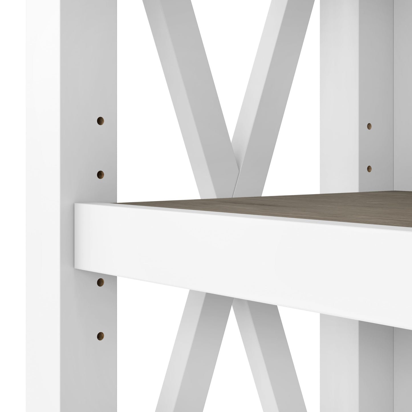 Bush Home Key West 5 Shelf Bookcase - Set of 2 | Tall Bookshelves in Pure White and Shiplap Gray | Sturdy Display Shelves for Library, Living Room, and Home Office