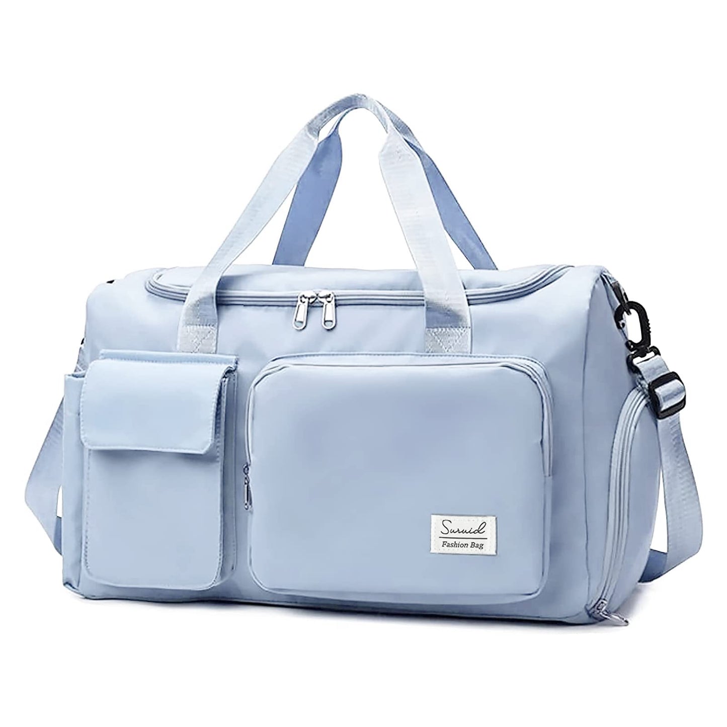 Suruid Sports Gym Bag with Shoes Compartment Travel Duffel Bag with Dry Wet Separated Pocket for Men and Women, Overnight Bag Weekender Bag Training Handbag Yoga Bag - Blue