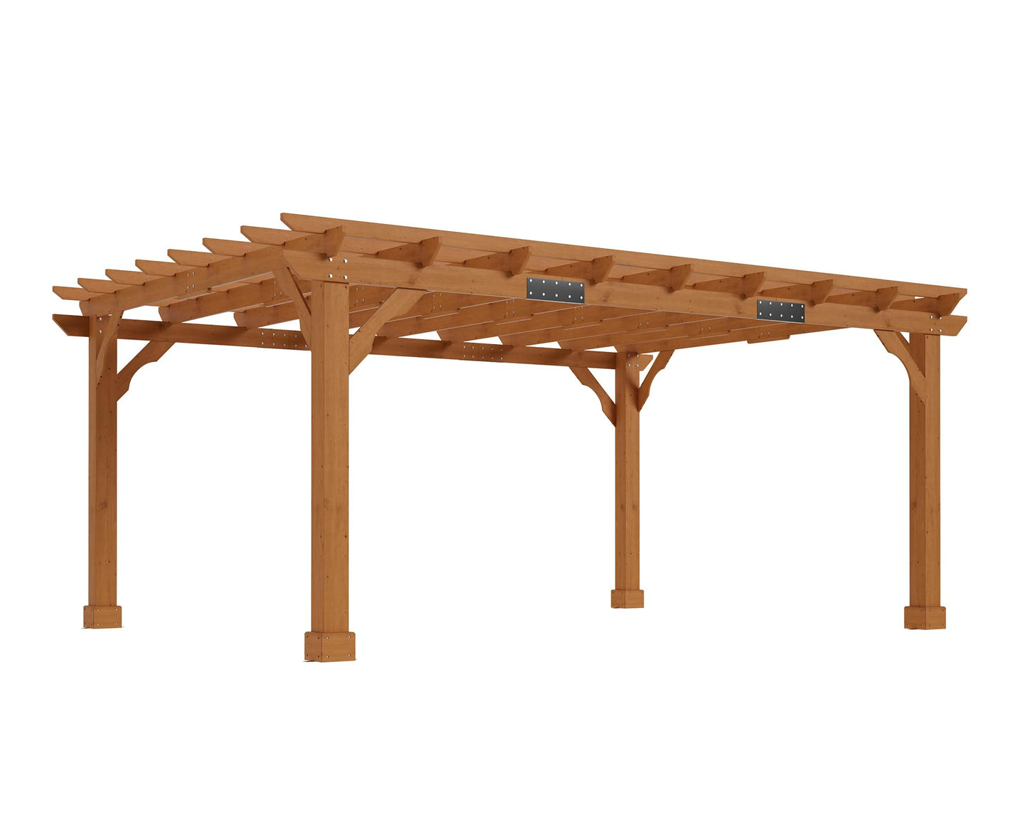 Jocisland 12x14 FT Premium Cedar Wood Pergola with Trellis Roof & Weather-Resistant Support, Outdoor Pergola Kit with Stakes, Garden Gazebo for Patio, Backyard & Events, Reddish-Brown