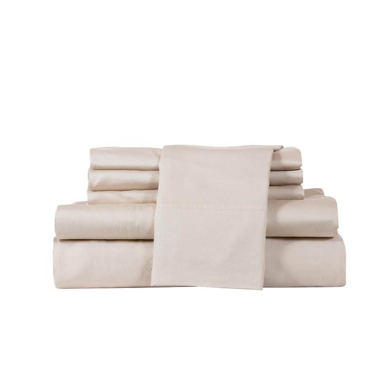 Therapedic 100% Egyptian Cotton Queen 6-Piece Sheet Set โ Naturally Cooling & Breathable Sateen, Preshrunk Garment Wash, 16" Deep Pocket Fitted Sheet, Bonus Pillowcases, Soft & Durable - Fog