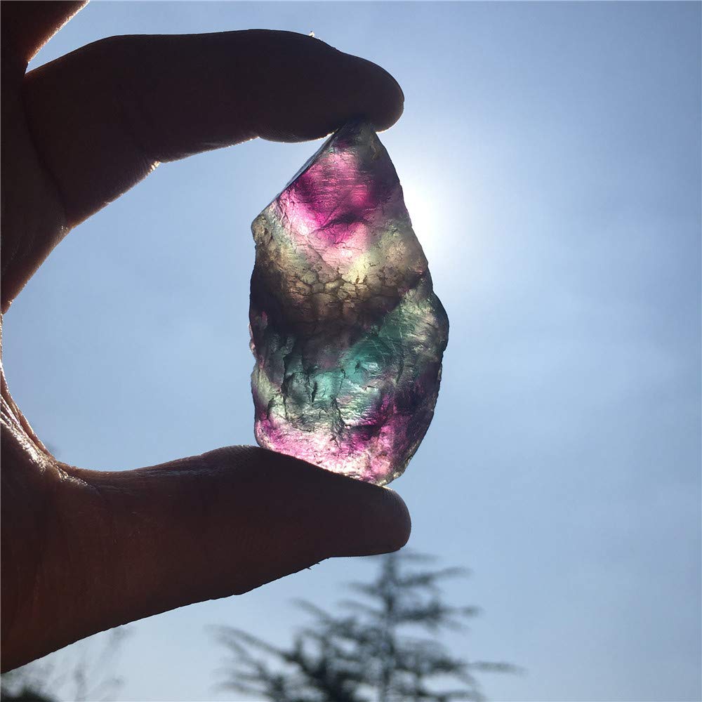 Simurg Raw Fluorite Stone 1lb ''A'' Grade Rainbow Fluorite Rough Crystal Aroma Stone - Green Fluorite Rocks for Cabbing, Tumbling, Cutting, Lapidary, Polishing, Reiki Crystal Healing