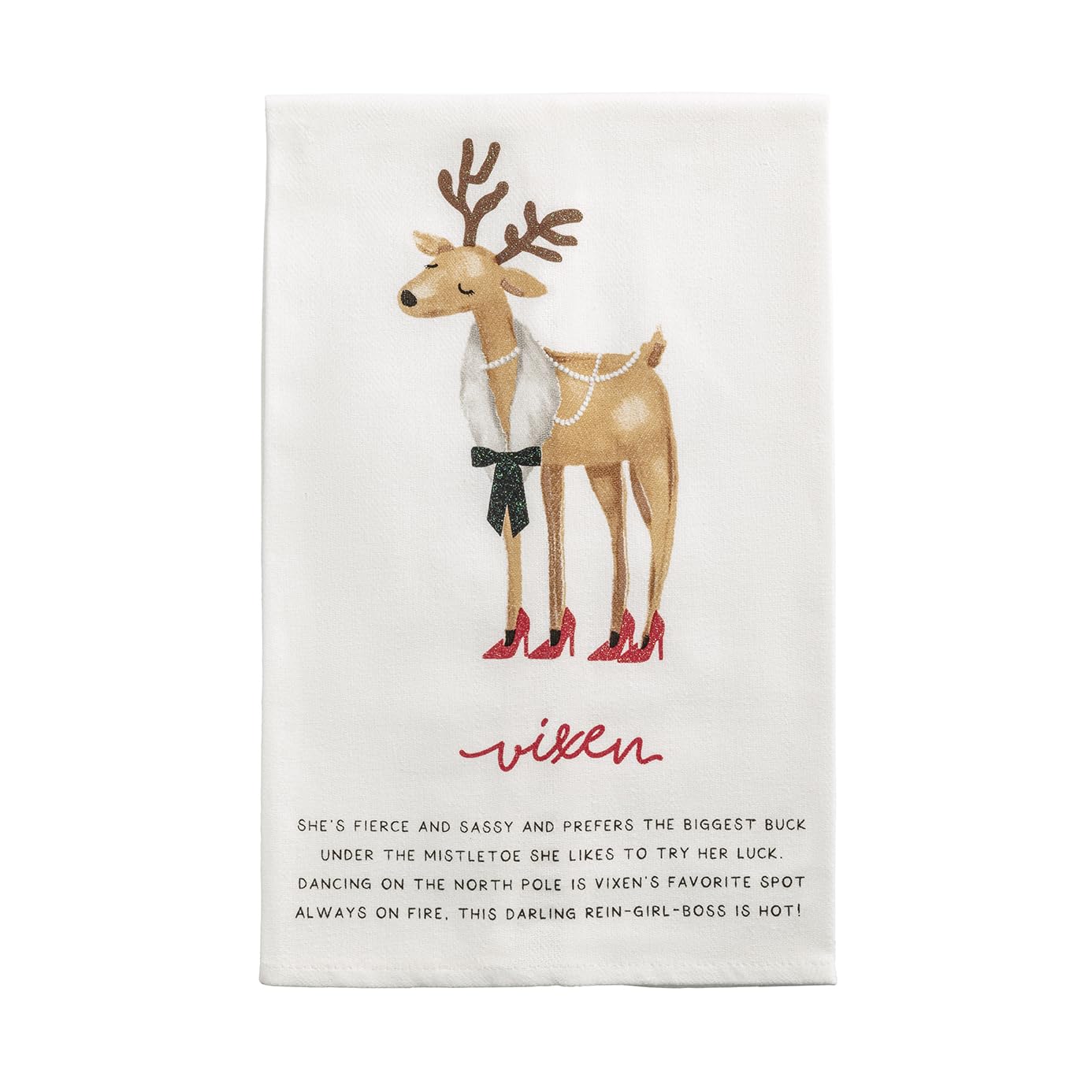 Mud Pie Christmas Vixen Reindeer Poem Towel