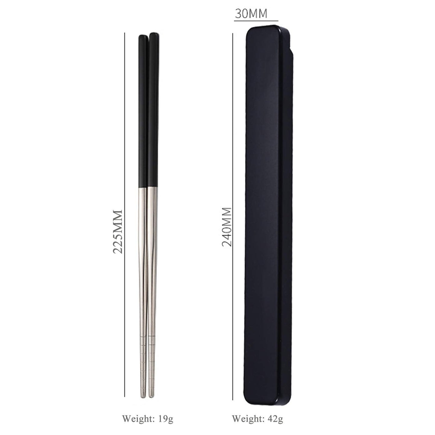 Metal Chopsticks Reusable Portable Stainless Steel Dishwasher Safe Chopsticks with Case for School,Camping,Travel, Bento Box, 9 Inches in length, Alternative to Wooden (Black+Blue+Green+Pink)