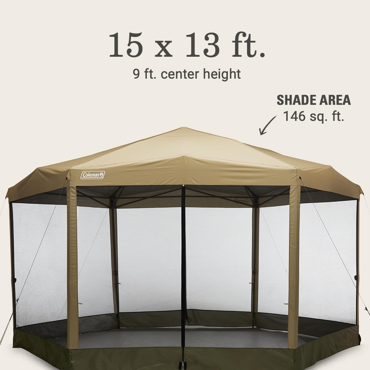 Coleman Back Home Screened Canopy Tent with Instant Setup, Outdoor Gazebo for Bug-Free Lounging, Fits Over Picnic Tables, Ideal for Parties, Events, Tailgates, Dining, & More