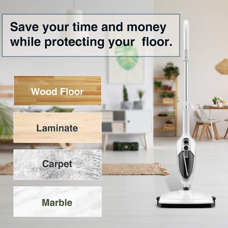 Steam Mop for Hardwood Cleaning, Steam Cleaner, Multipurpose Adapter Accessories, Floor Steamer, Lightweight, 20ft Power Cord, 2 Pads, 1200W, 300ml Water Capacity, 18 Secs Heat Up by Sandoo, SC1050
