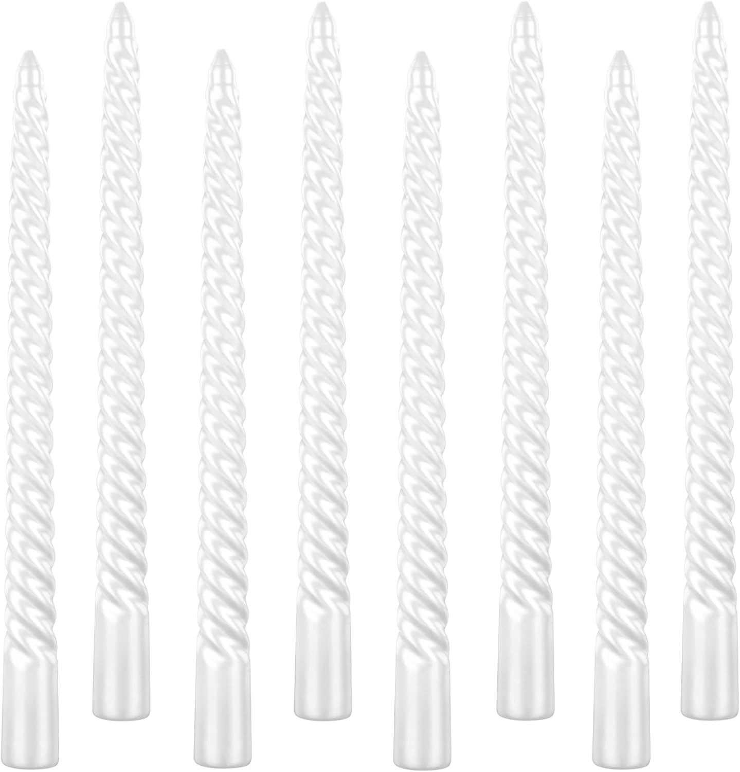 Kemladio 4 pcs 10 inch Taper Candles - Unscented Tapered Candles for Fancy Dinner, Halloween Party Decorations, White